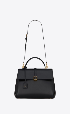 YSL Le Fermoir Top Handle Bag In Shiny Läder Svarta | AVL547091