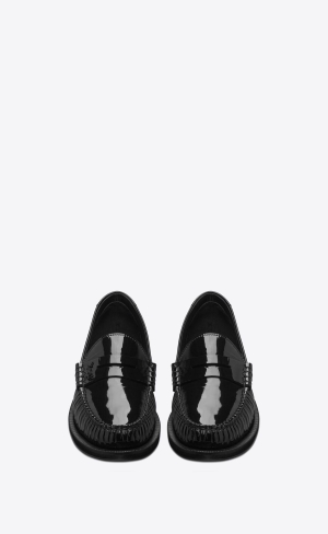 YSL Le Loafer Penny Slippers In Lack Läder Svarta | IPF581920