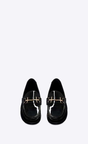 YSL Le Loafer Penny Slippers In Lack Läder Svarta | VPF185604