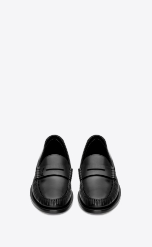 YSL Le Loafer Penny Slippers In Smooth Läder Svarta | MVH146852