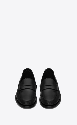 YSL Le Loafer Penny Slippers In Smooth Läder Svarta | NAH370581