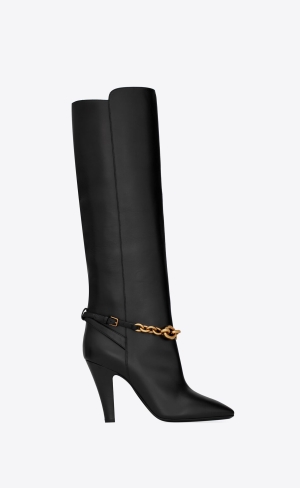 YSL Le Maillon Boots In Smooth Läder Svarta | QHK106745