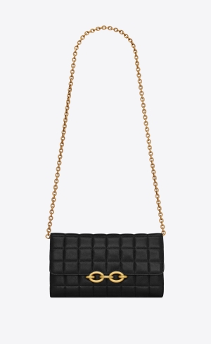 YSL Le Maillon Chain Wallet In Quiltad Lambskin Svarta | BYN287354