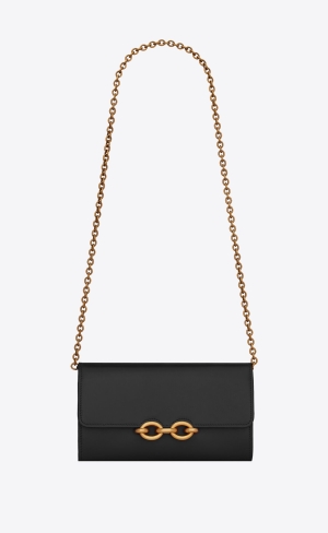 YSL Le Maillon Chain Wallet In Shiny Läder Svarta | OPD207958