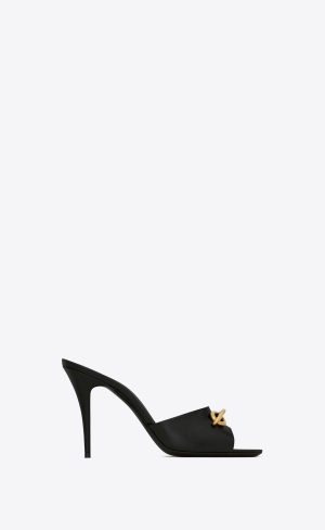 YSL Le Maillon Klackar Mules In Smooth Läder Noir | TXV182409