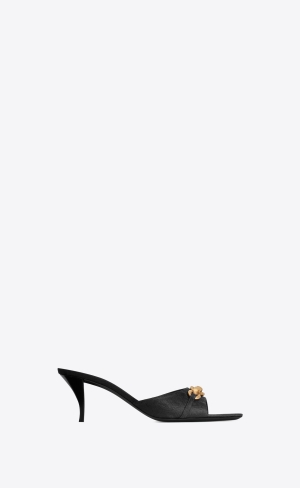 YSL Le Maillon Mules In Cassandre Jacquard Svarta | HKB754061