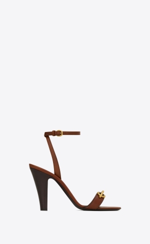 YSL Le Maillon Sandals In Smooth Läder Caramel | JST186052