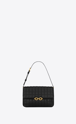 YSL Le Maillon Satchel In Quiltad Lambskin Svarta | ADX243517