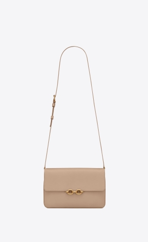YSL Le Maillon Satchel In Smooth Läder Mörkbeige | XBH705968