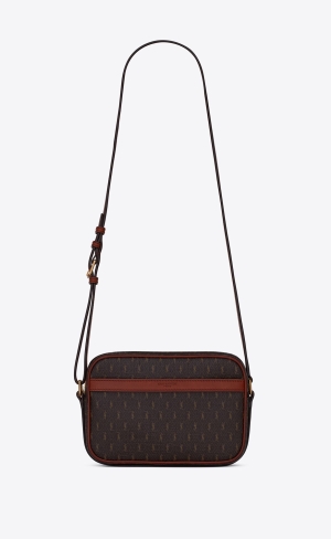 YSL Le Monogramme Camera Bag In Cassandre Canvas And Smooth Läder Bruna | SFO590172