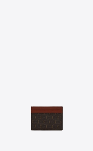 YSL Le Monogramme Card Holder In Cassandre Canvas And Smooth Läder Bruna | ZLB830564