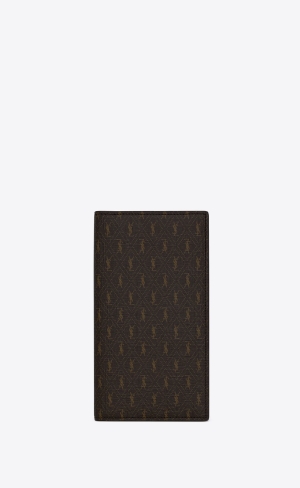 YSL Le Monogramme Continental Wallet In Cassandre Canvas And Smooth Läder Bruna | KDA826479