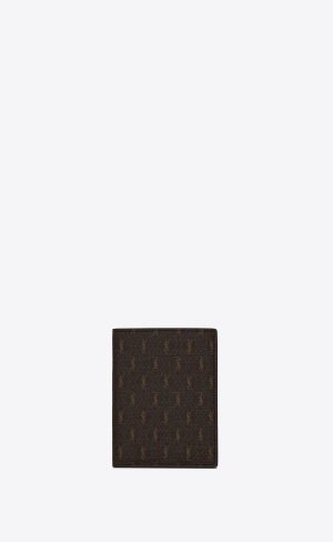YSL Le Monogramme Credit Card Wallet In Cassandre Canvas And Smooth Läder Bruna | WXO127359