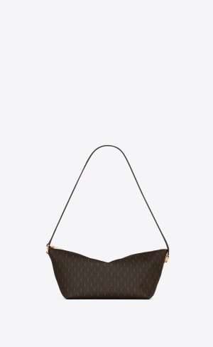 YSL Le Monogramme Crossbody Bag In Cassandre Canvas And Smooth Läder Bruna | OUF189362