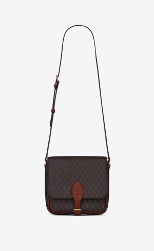 YSL Le Monogramme Medium Satchel In Cassandre Canvas And Smooth Läder Bruna | FDZ758290