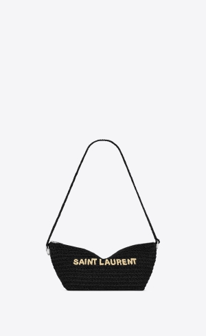 YSL Le Rafia Crossbody Bag Svarta Beige | VEK843267
