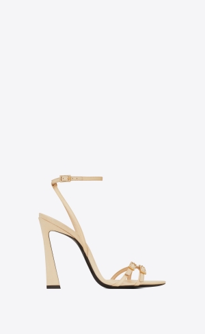 YSL Lila Sandals In Crepe Satin Beige | RGC816530