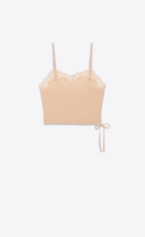 YSL Lingerie Top In Silk Satin Hudfärg | OCG037529