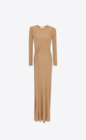 YSL Long Klänning In Jersey Naturel | JUV376415