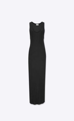 YSL Long Klänning In Jersey Svarta | DLK069847