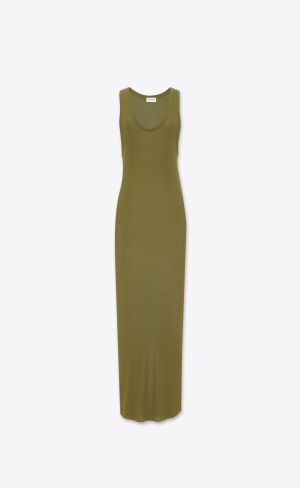YSL Long Klänning In Jersey Vert Mousse | SFW576319