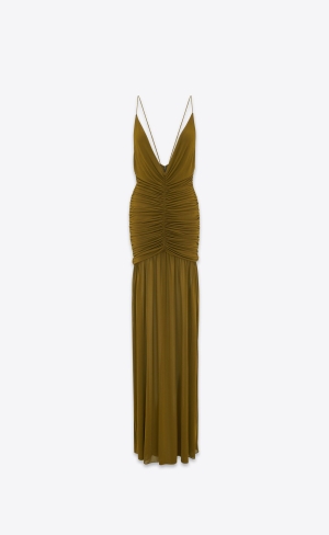 YSL Long Klänning In Jersey Voile Khaki | UGN057284