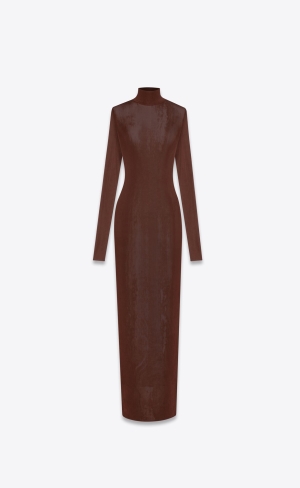 YSL Long Klänning In Knit Chocolat | CJI476910
