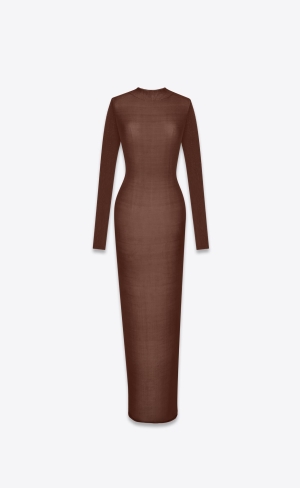 YSL Long Klänning In Knit Chocolat | DJR617435