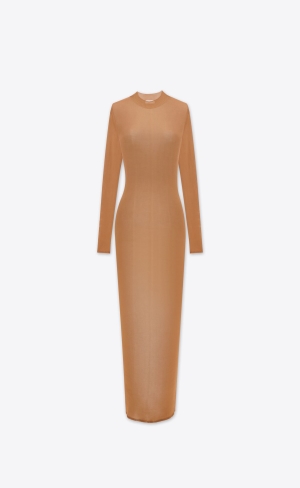 YSL Long Klänning In Knit Noisette | KUH209857