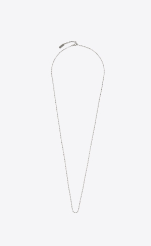 YSL Long Rectangular Chain Necklace In Metal Silver | SFA602389