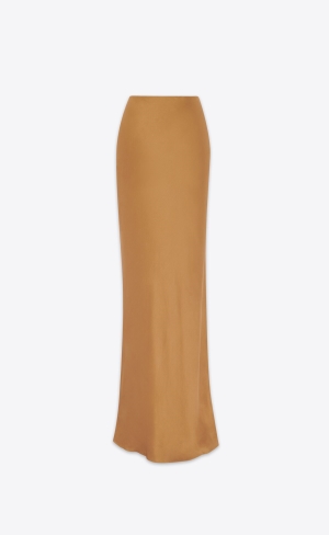 YSL Long Skirt In Crepe Satin Beige | SPA126794