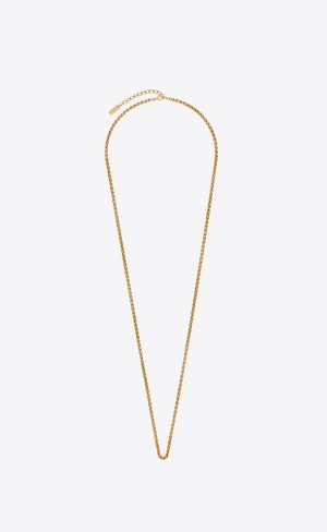 YSL Long Wheat Chain Necklace In Metal Guld | CWE968014