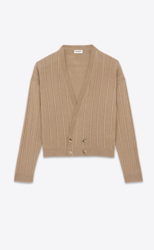 YSL Loose Cardigan In Räfflad Knit Dore | OHV102859