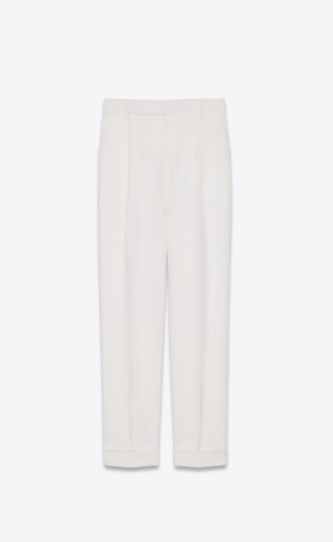 YSL Loose-fit Pants In Grain De Poudre Chalk | IWY254768