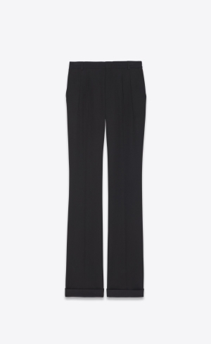 YSL Loose-fit Pants In Grain De Poudre Noir | CXH270845