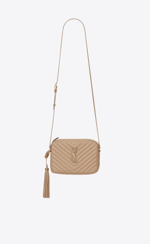 YSL Lou Camera Bag In Quiltad Läder Mörkbeige | YGZ071456