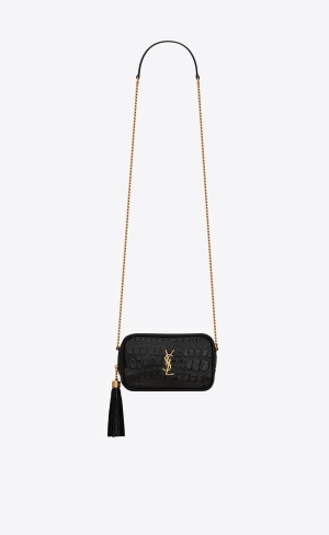 YSL Lou Mini Bag In Crocodile-embossed Lack Läder Svarta | DNV304826