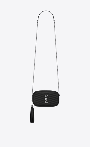 YSL Lou Mini Bag In Quiltad Grain De Poudre Embossed Läder Svarta | BPT703185