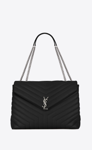YSL Loulou Large Chain Bag In Quiltad "Y" Läder Noir | ANL106854