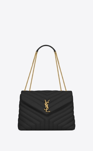 YSL Loulou Medium Chain Bag In Quiltad "Y" Läder Noir | MPD243605