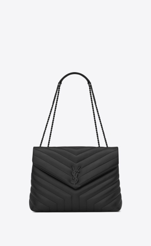 YSL Loulou Medium Chain Bag In Quiltad "Y" Läder Noir | PUA421856