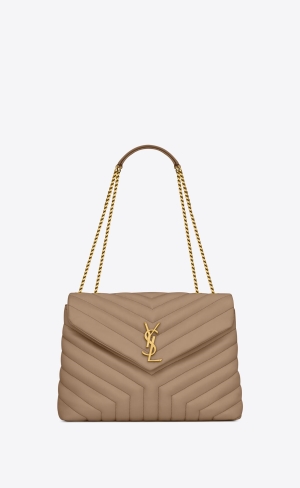 YSL Loulou Medium Chain Bag In Quiltad "Y" Läder Bruna | WBX803962