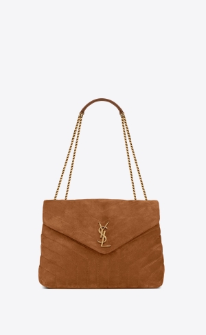 YSL Loulou Medium Chain Bag In "Y"-quilted Mocka Cinnamon | FJV705342