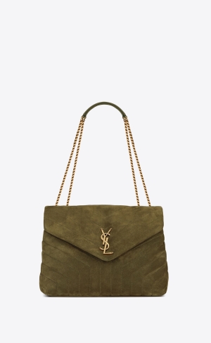 YSL Loulou Medium In Quiltad "Y" Mocka Olivgröna Gröna | IGC657032