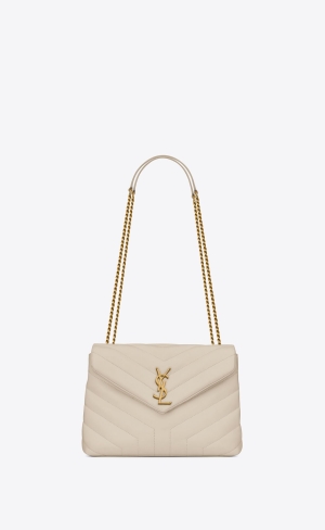 YSL Loulou Small Chain Bag In Quiltad "Y" Läder Blanc Vintage | TJG435890