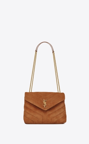 YSL Loulou Small Chain Bag In "Y"-quilted Mocka Cinnamon | EQF374298