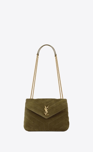 YSL Loulou Small In Quiltad "Y" Mocka Olivgröna Gröna | QAH906574