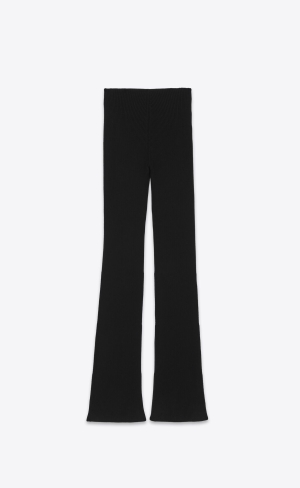 YSL Low-waisted Pants In Räfflad Ull Svarta | WKT967380