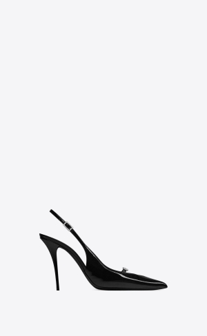 YSL Luna Slingback Pumps In Lack Läder Svarta | ALS597142