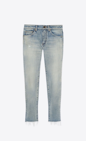 YSL Mager Mid-waist Jeans Blå | PUD506824
